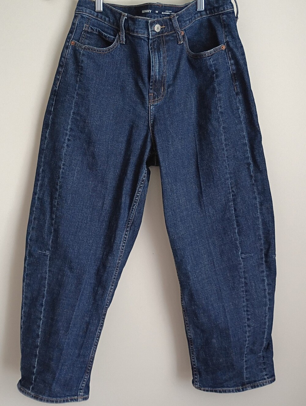 Old Navy Dark Wash High-Waist Barrel Ankle Denim Jeans - Picture 2 of 8